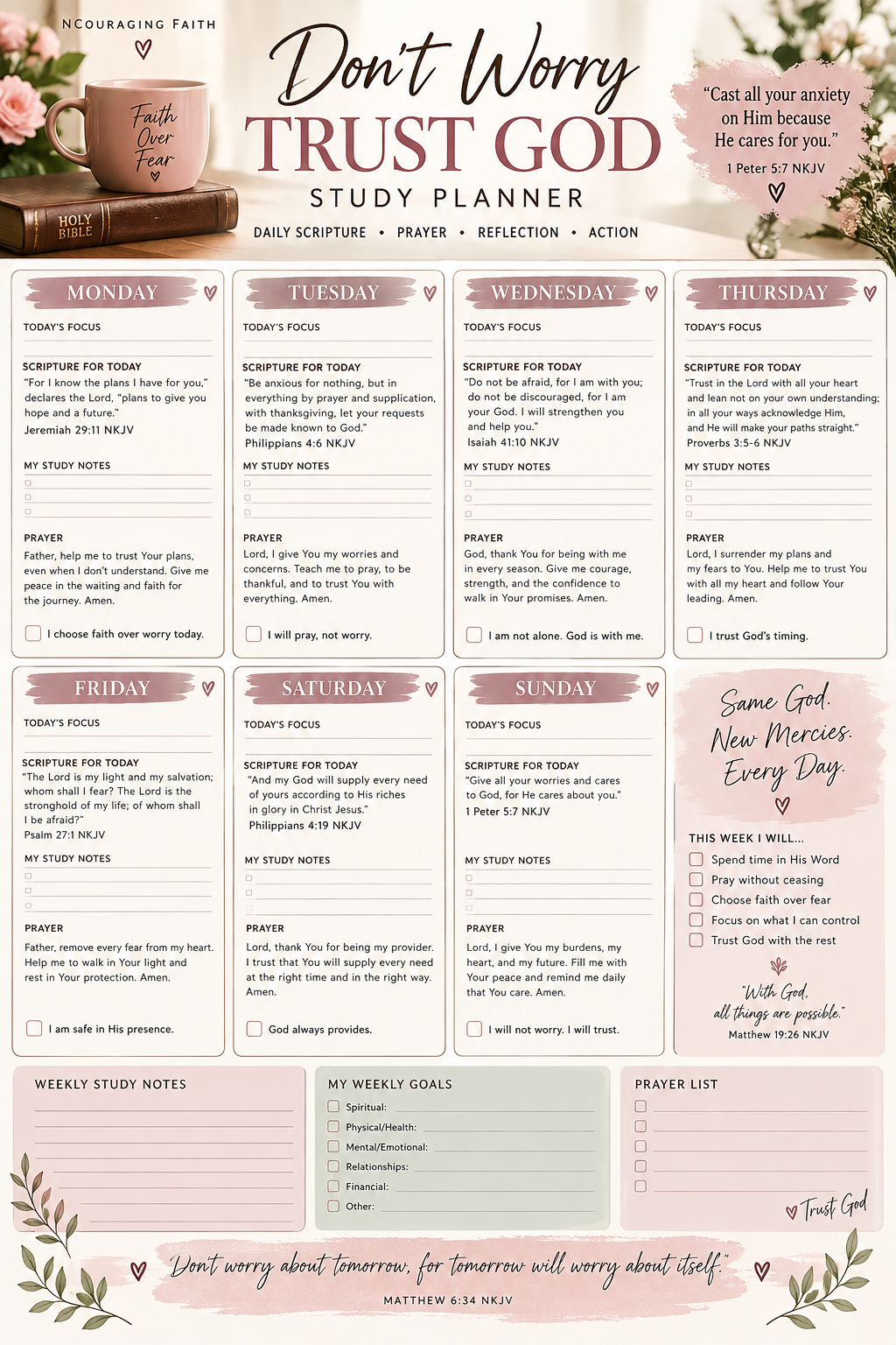Don’t Worry, Trust God Study Planner